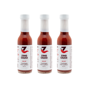 The Zing Sauce Great Tasting Hot Indian Chili Garlic Sauce - 3 Count  [Price Includes Shipping]