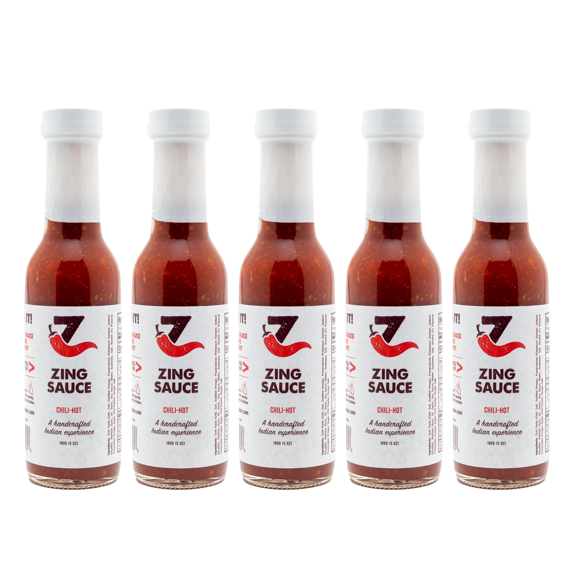 The Zing Sauce Great Tasting Hot Indian Chili Garlic Sauce - 5 Count  [Price Includes Shipping]