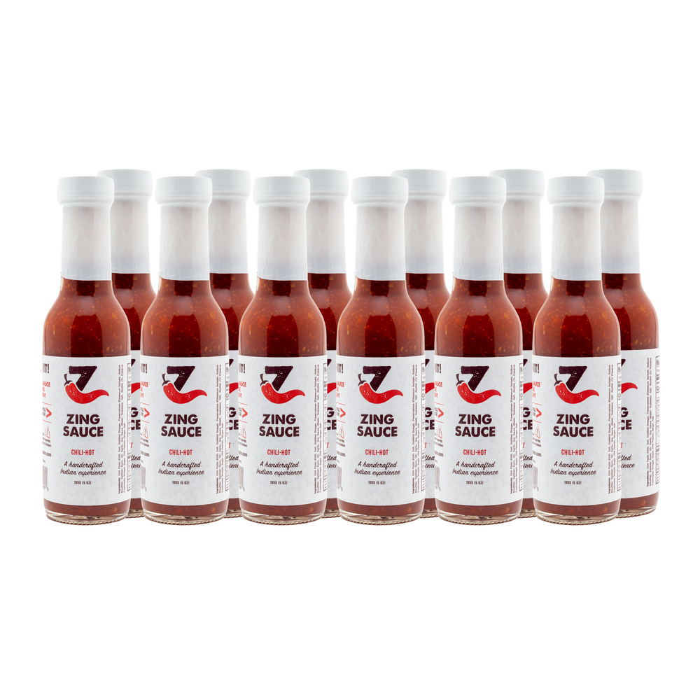 The Zing Sauce Great Tasting Hot Indian Chili Garlic Sauce - 12 Count  [Price Includes Shipping]